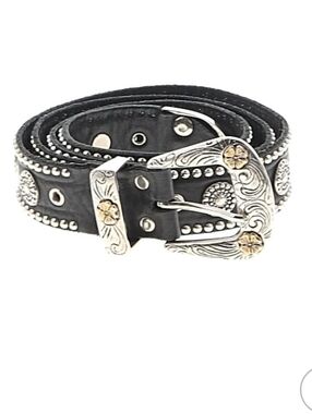 Vintage Sand Castle Leather Super Studded Black Leather Belt